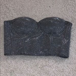 Silver glitter corset crop top